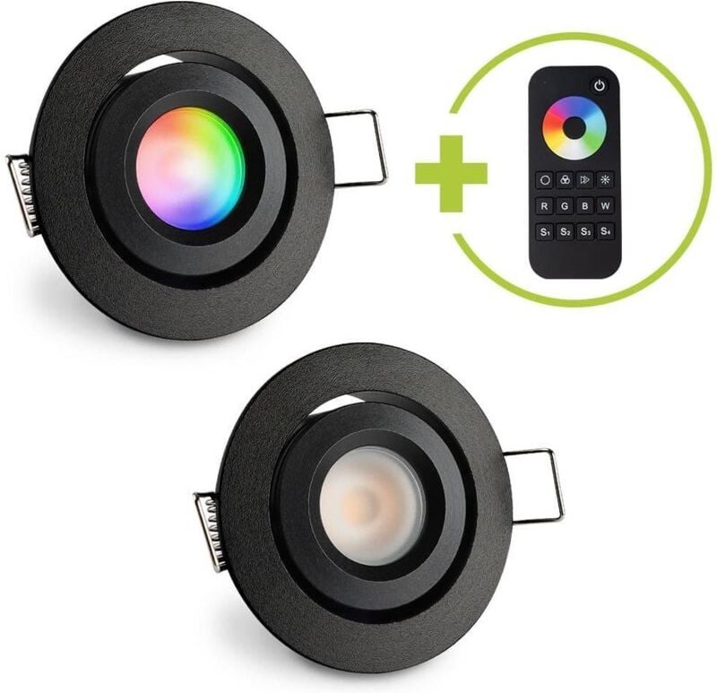 Einbaustrahler Mini schwenkbar Matera 3W RGBW IP44 - Farbe: schwarz matt - Anzahl: 2x