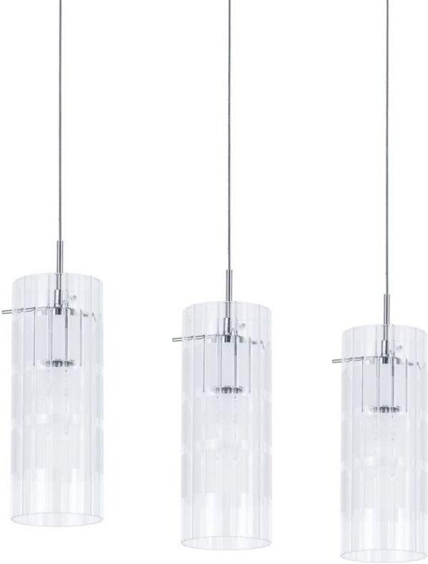 Max - Moderne hängende Pendelleuchte Chrom 3 Licht mit klarem Schatten, E27 - Italux