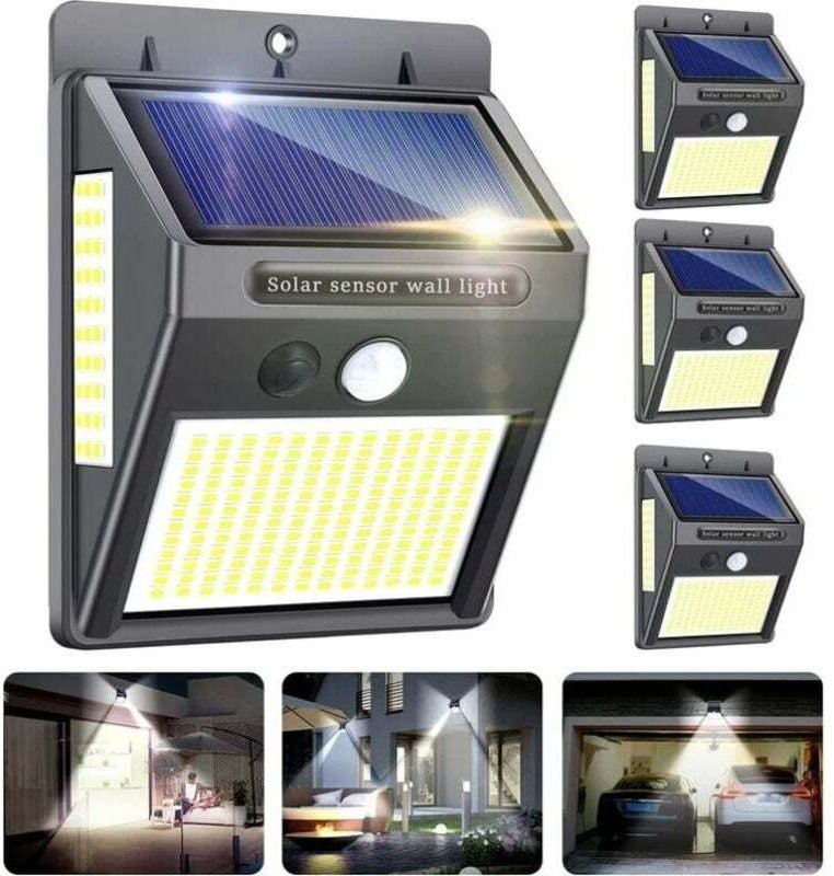 Innosinpo Solarleuchten für den Außenbereich, 4 Stück, 216 LEDs, 1000 Lumen, Solar-Bewegungsmelder-Leuchten für den Auße...