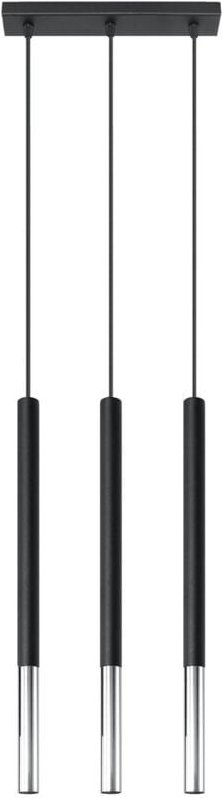 Pendelleuchte 3-flammig Metall Hängelampe Esszimmer Design Pendelleuchte 3 flammig schwarz, aus Stahl mit chrom Akzent, ...