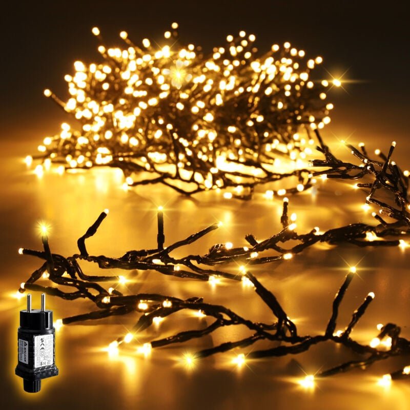 LED Cluster Lichterkette Außen Weihnachtslichterkette Warmweiß 15m 1500er LED 8 Modi und Memory, Christbaumbeleuchtung