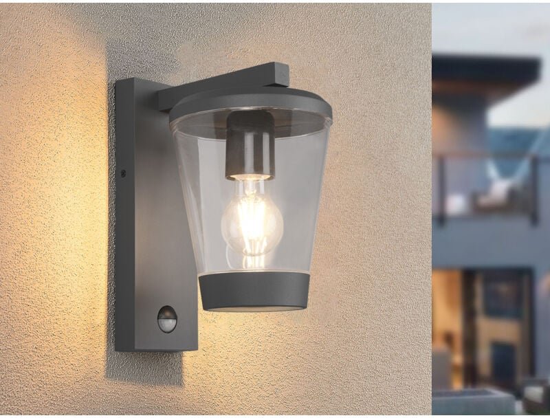 Meinewunschleuchte - led Außen Wandlaterne mit Bewegungsmelder Höhe 28cm, Anthrazit