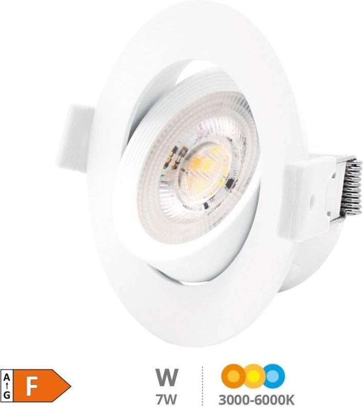 Gonde 7W 3000-4000-6500K Weiß LED Einbauleuchte Rund Kippring