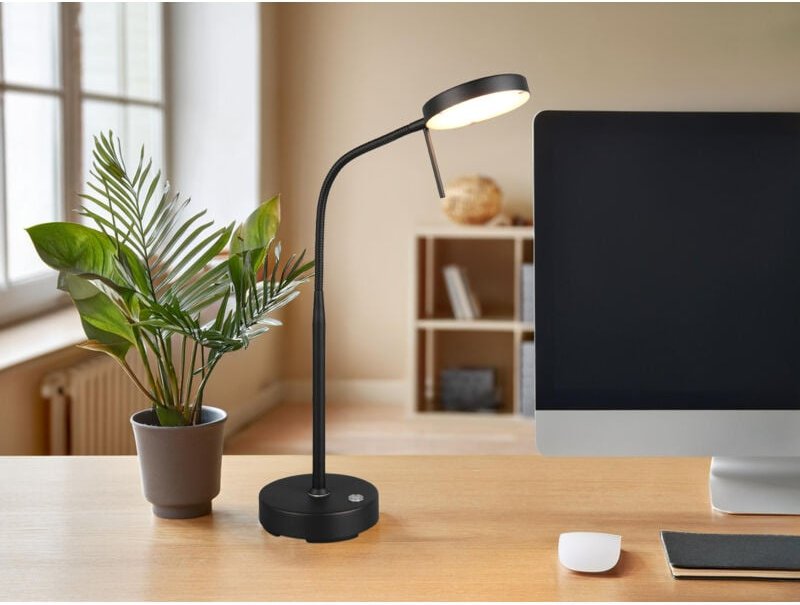 Reality Leuchten - led Akku Schreibtischlampe moreno dimmbar mit Flexarm, Schwarz Höhe 45cm