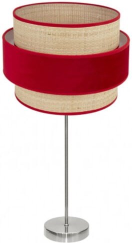 Fabrilamp - Reyes hohe Tischleuchte 1xe27 nickel/natur-rot 64x30x30 cm