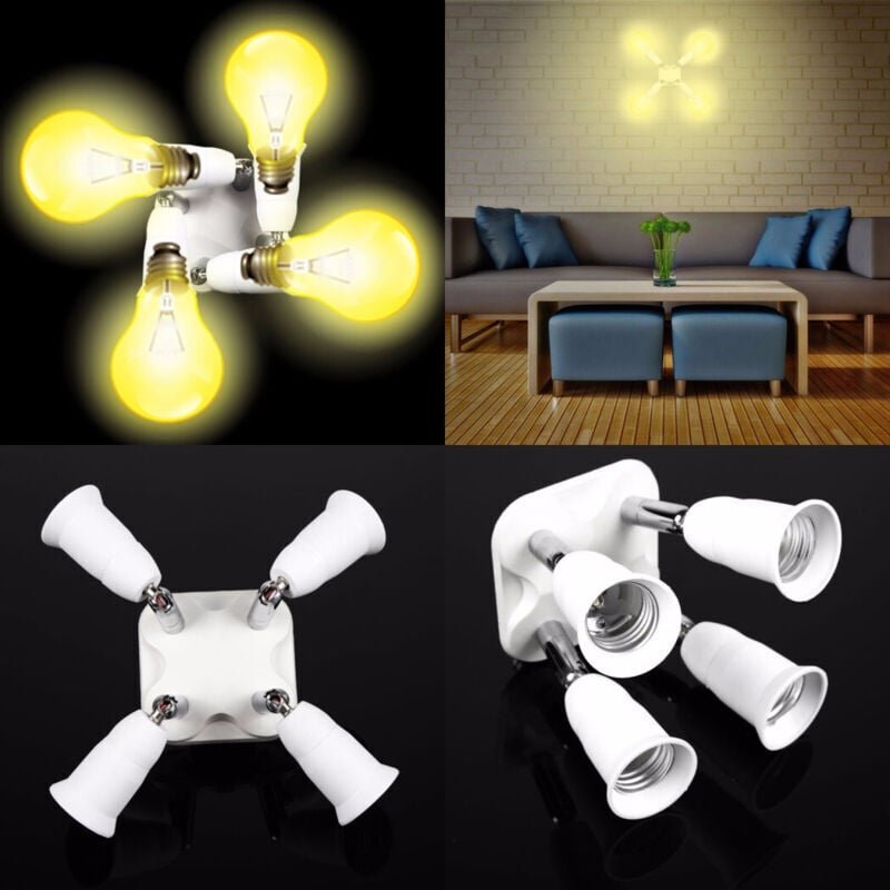 4-in-1 E27 Lampenfassungsadapter für verstellbare Fassungsglühbirnen - - Ymyny