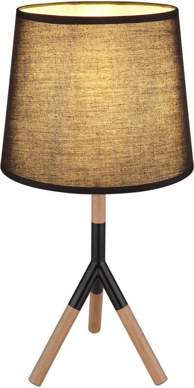 Tischleuchte Schlafzimmerleuchte Beistelllampe Metall Holz h 45 cm Dreibein