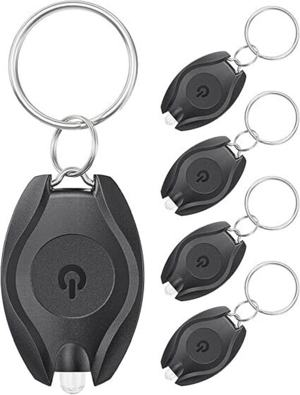 Set mit 5 Mini-LED-Schlüsselanhängerleuchten, tragbar, ultrahell, batteriebetrieben, Taschenlampe für Outdoor-Aktivitäte...