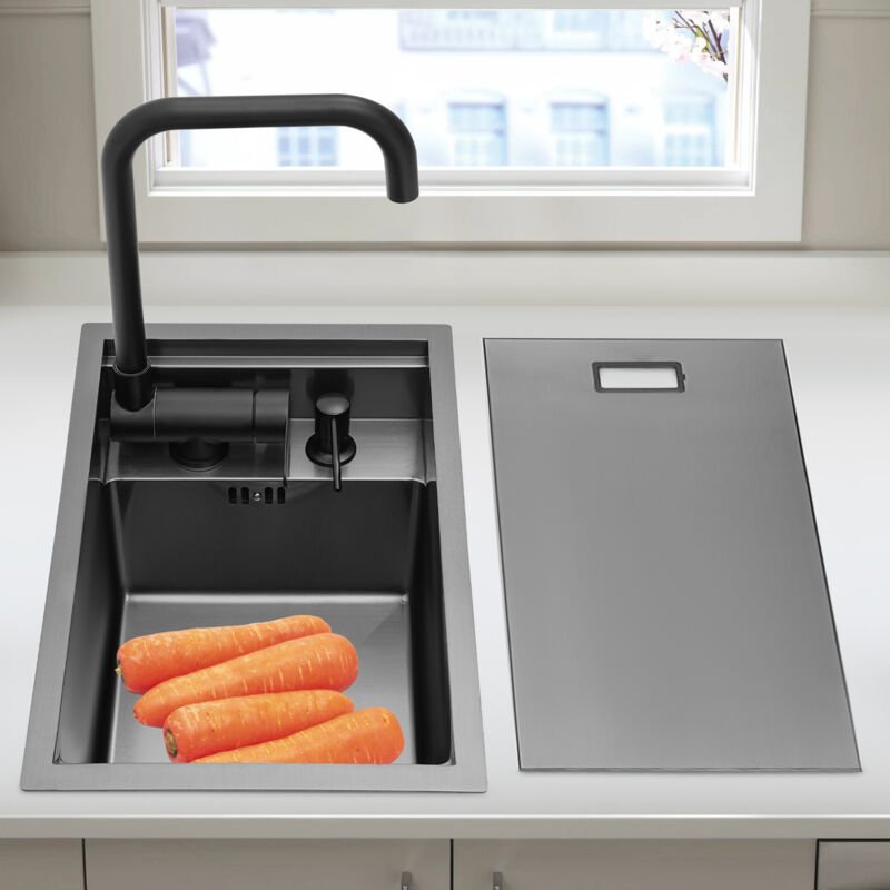 Edelstahl Küchenspüle Unterbau-Arbeitsplatzspüle Einschalen-Spüle Mit Wasserhahn