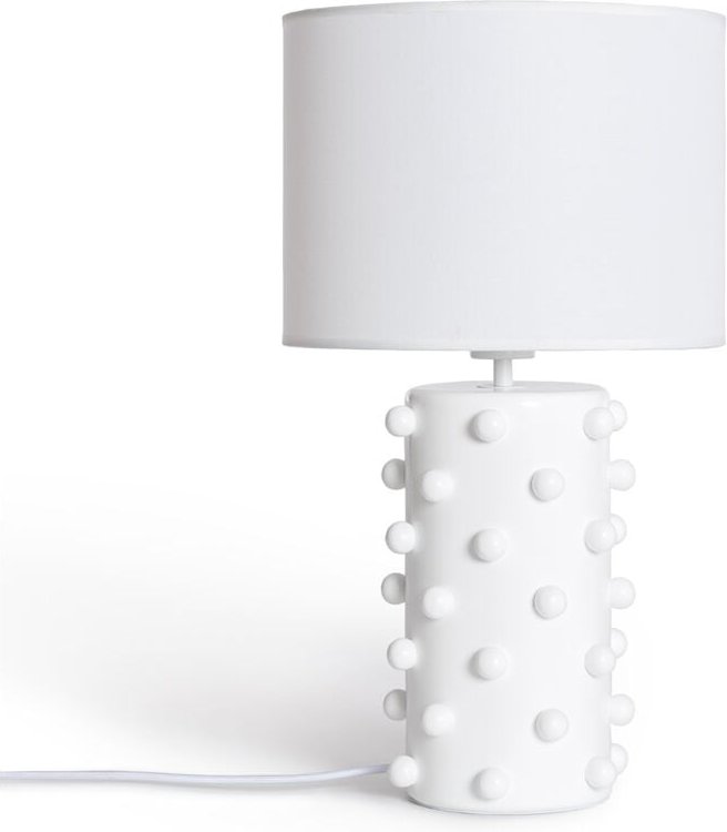 Ledkia - Tischlampe Kunstharz und Stoff Bally Weiß