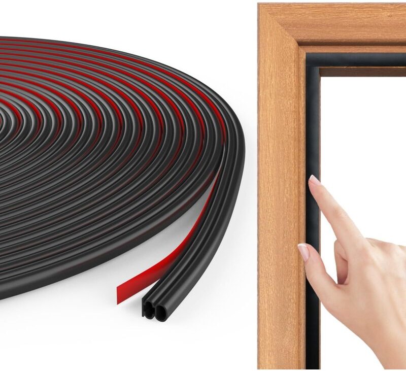 Tür Fensterdichtung Kälte und Schalldämmung, 10mm(B) x 10mm(T) / 6m(L) Selbstklebende Türdichtung, TPE Selbstklebendes T...