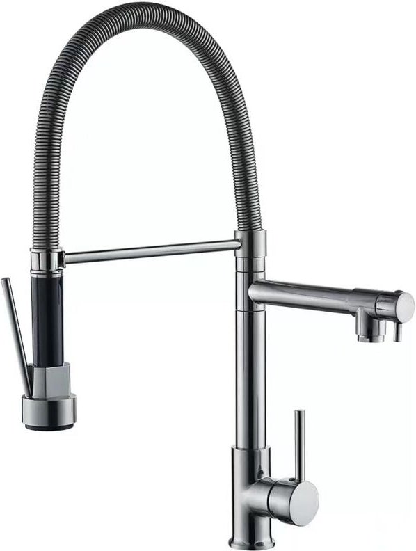 Küchenarmatur, Ausziehbrause mit Arretierung, 360° schwenkbar, versenkbarer Strahl, Hochdruck, Chrom