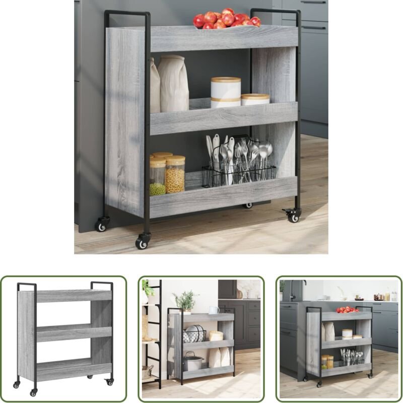 vidaXL Stauraum - Küchenwagen Grau Sonoma 70x30x82 cm Holzwerkstoff