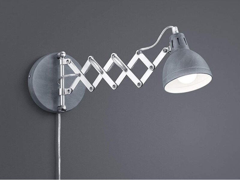 Meinewunschleuchte - Verstellbare led Wandleuchte mit Scherengelenk aus Metall in Betonfarben