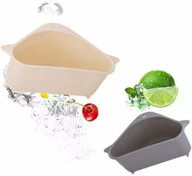 2er-Set Küchenspülen-Siebkörbe, Eckspülen-Siebkörbe, multifunktionale, bohrfreie Spülenkörbe mit Saugnapf zur Eckbefesti...
