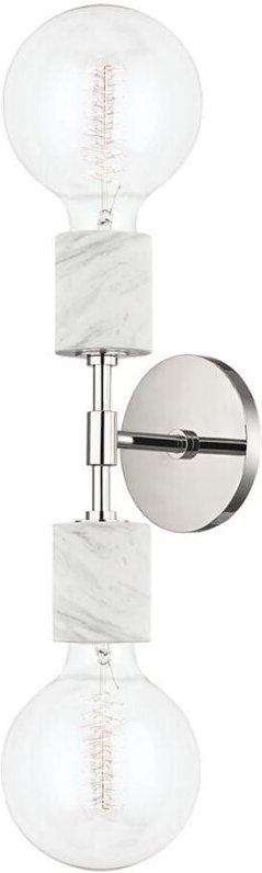 Asime 2 Licht Wandleuchte Nickel poliert