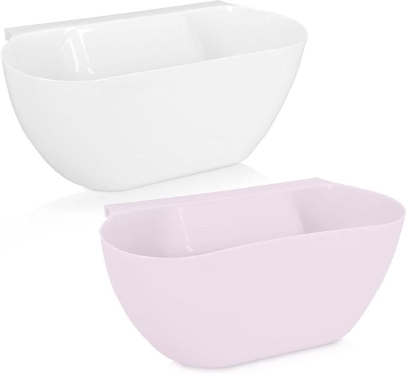 Hängender Küchenmülleimer – 2er-Set Bioabfallbehälter – Hängender Nassmülleimer – Weiß/Rosa