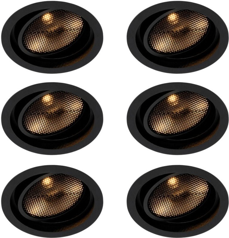Set mit 6 modernen schwarzen verstellbaren Einbaustrahlern - Coop 111 Honey