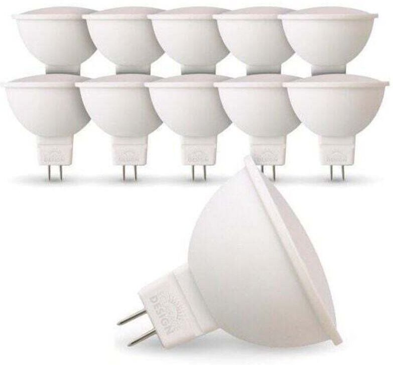 Lot de 10 Ampoules LED GU5.3 MR16 12V 5W Eq 40W Température de Couleur: Blanc chaud 2700K