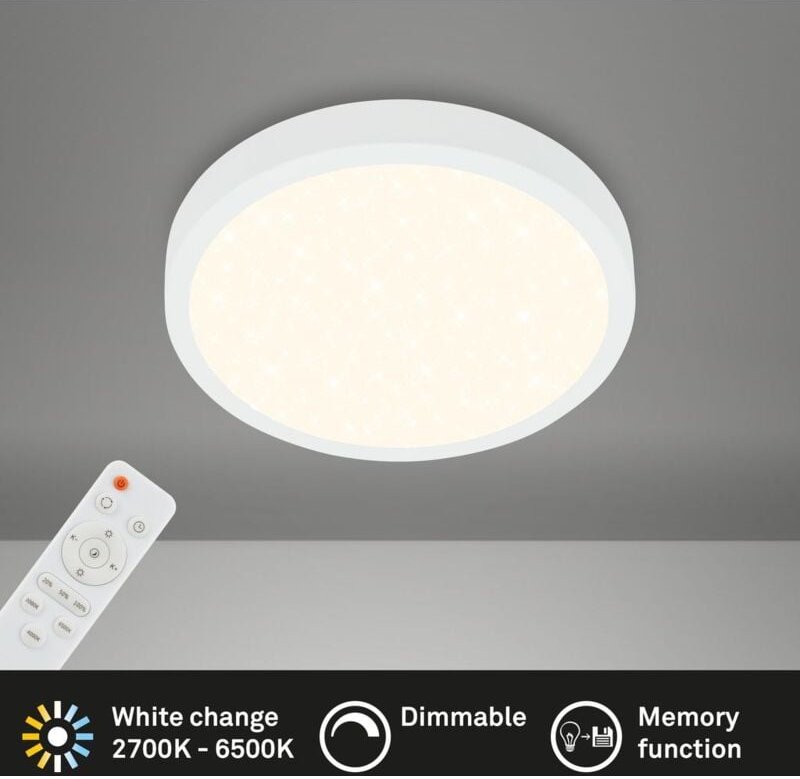 Brilo - led Deckenleuchte Sternenhimmel dimmbar Fernbedienung weiß Ø28cm ner