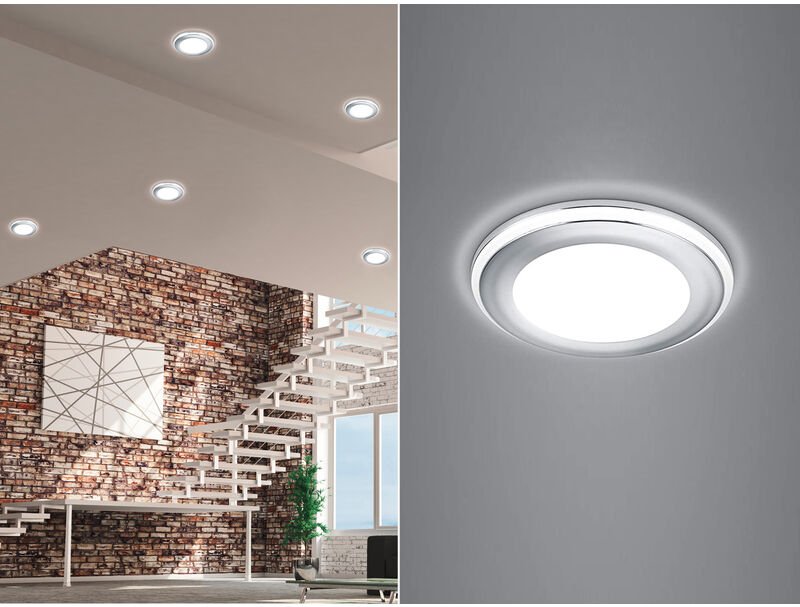 Runder led Deckeneinbaustrahler aura Silber Chromfarben ø 8,2cm