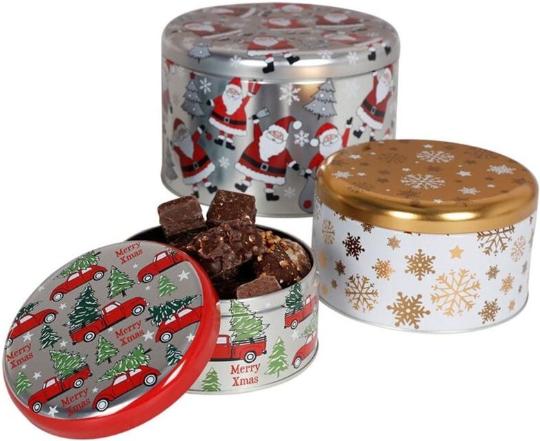 Weihnachts-Metalldosen-Set rund 4-teilig