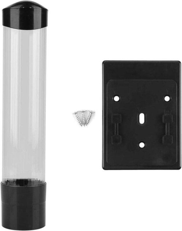 Wandmontierter Kunststoffspender „One Touch“ für 60–80 Pappbecher – für Büro, Klinik, Restaurant (schwarz)