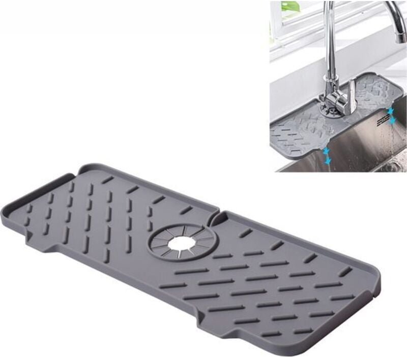 Silikon-Tropfmatte für Wasserhähne, Spritzschutz für Spülbecken, rutschfeste Abtropfmatte für Küchen- und Badezimmerarbe...