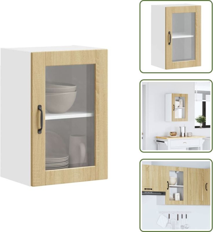 The Living Store Küchen-Hängeschrank mit Glastür Porto Sonoma-Eiche - Küchenmöbel