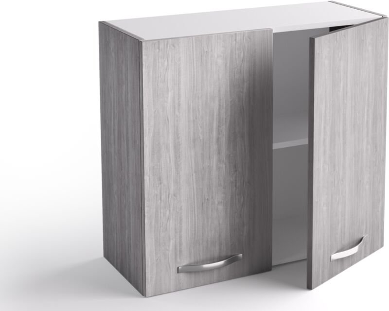 Küche Hängematte 80x33x72 cm aus isländischem grauem Holz mit zwei Türen - Massa