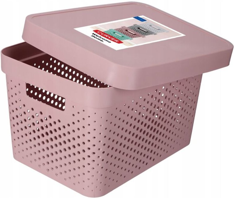 Thumbnail - Curver Elastisches Band und Behälter Infinity 17L mit Deckel, Kunststoff, Rosa, 36 x 27 cm