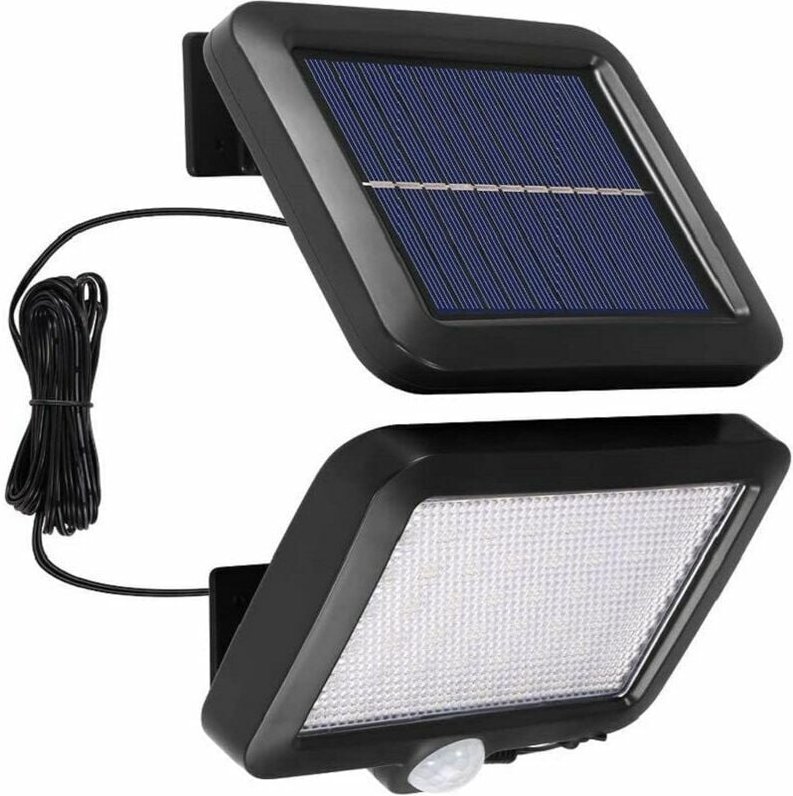 Lumière solaire extérieure avec détecteur de mouvement 56 LED, lumière solaire de jardin étanche IP65 à 120 ° avec câble...