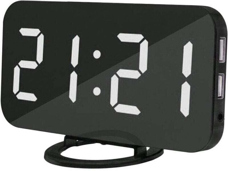 Thumbnail - Digitaler Wecker, 6,2-Zoll-LED-Spiegeldisplay mit zwei USB-Anschlüssen, automatischem Dimmmodus, Tisch- und Wanduhr mit ...
