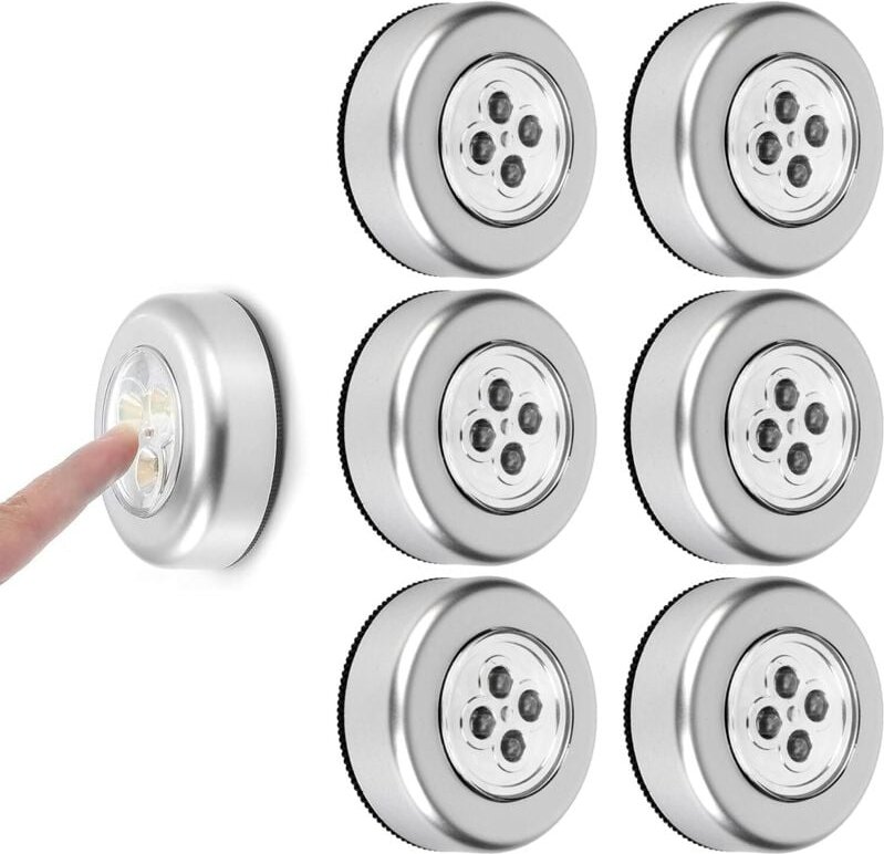 LED-Strahler, Zusatzbeleuchtung, 6er-Pack selbstklebende batteriebetriebene LED-Strahler, Aufklebeleuchten, für Küche, T...