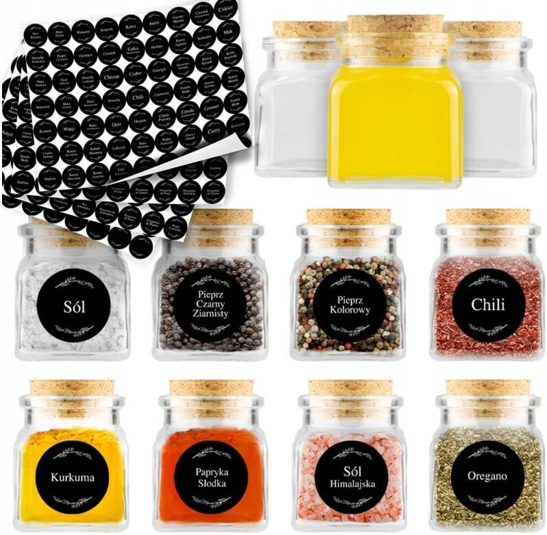 20 Einmachgläser für Gewürze, Kräuter, Kerzen (120 ml) + 252 Etiketten