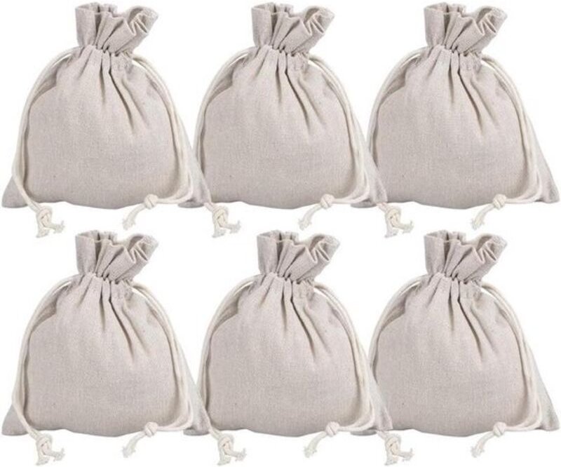 Stoffbeutel mit Kordelzug - Geschenkverpackung für Hochzeiten - Aufbewahrung für Kleinteile - Naturjute - 17 cm x 19 cm ...