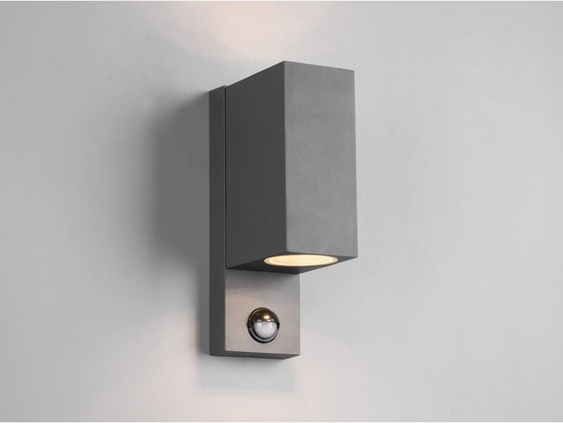 Meinewunschleuchte - Eckige led Außenwandleuchte Up and Down mit Bewegungsmelder, Anthrazit