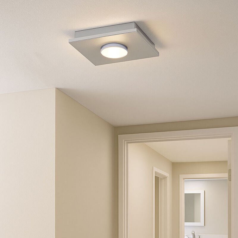 Deckenlampe Deckenleuchte LED weiß Wohnraumlampe 3-Stufen Dimmer, Metall silber, 1x LED 4W 360Lm warmweiß, LxBxH 17x17x4...