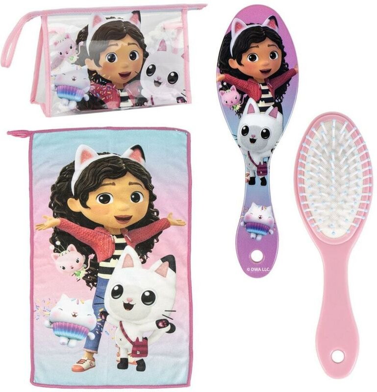 Gabby'S Dollhouse Reise-Toiletten-Set mit Kamm, Handtuch und Tasche de Gabby'S Dollhouse - Gabby'S Dollhouse Toiletten-S...