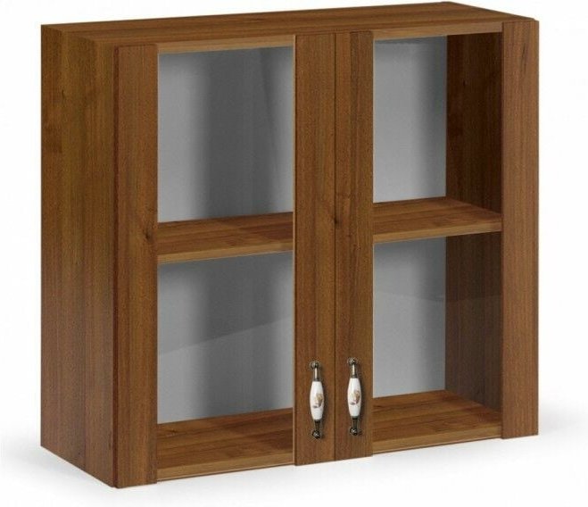 Argonauta - Wandschrank 2 Türen antik Nussbaum in Melaminholz H.72x80x32 cm