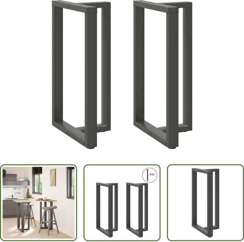 vidaXL T-Form - Bartischbeine T-Form 2 Stk. Anthrazit 60x35x(100-101) cm Stahl