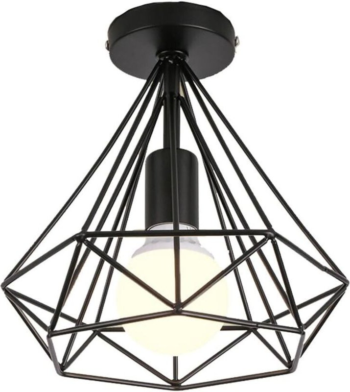 Vintage Deckenleuchte Industrielle Deckenlampe Ø25cm Diamant Käfig Lampenschirm Mini Deckenleuchte E27 für Schlafzimmer ...