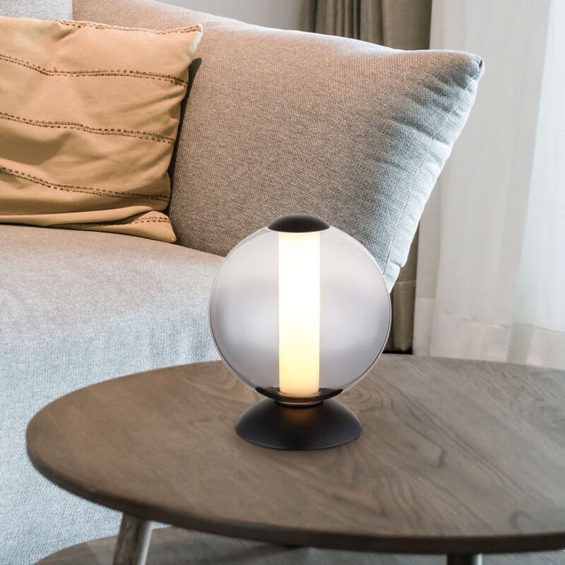 Globo Lighting - Tischlampe Tischleuchte Wohnzimmerlampe schwarz Glaskugel rauch led h 21 cm