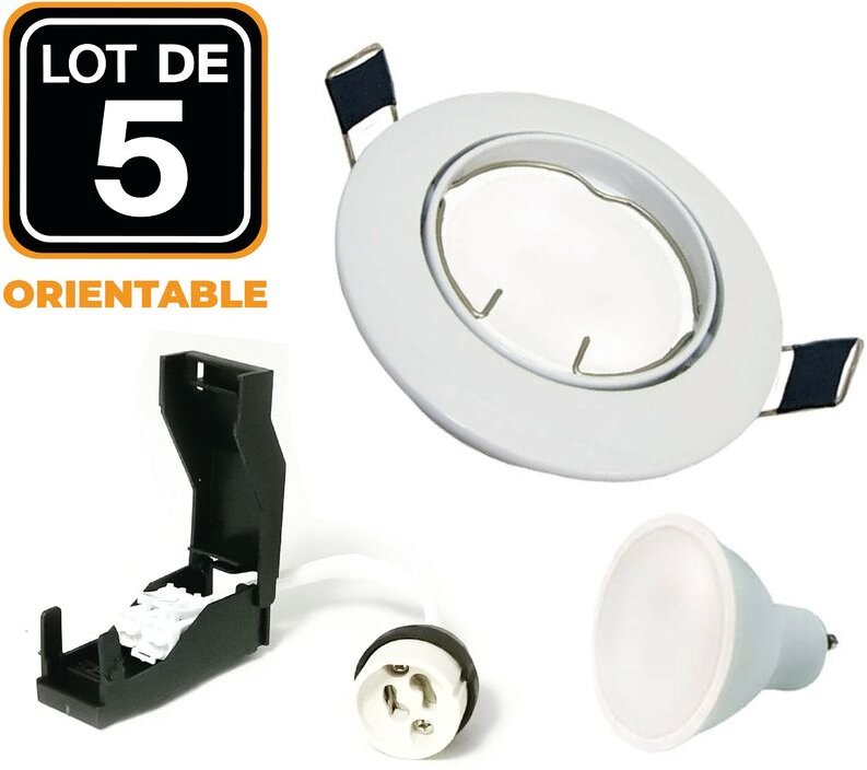 Europalamp - 5 Schwenkbarer Einbaustrahler weiss GU10 led 7W eqv. 56W Neutralweiß 4500K