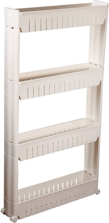 Küchenregal Nischenregal Nischenwagen Rollwagen Standregal Regal weiß 4 Ablagen,54.5×12.5×102cm