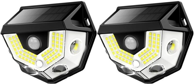 Vtizikl Lampe solaire à détecteur de mouvement, grand angle 270°, étanche IP65, éclairage de sécurité extérieur pour por...