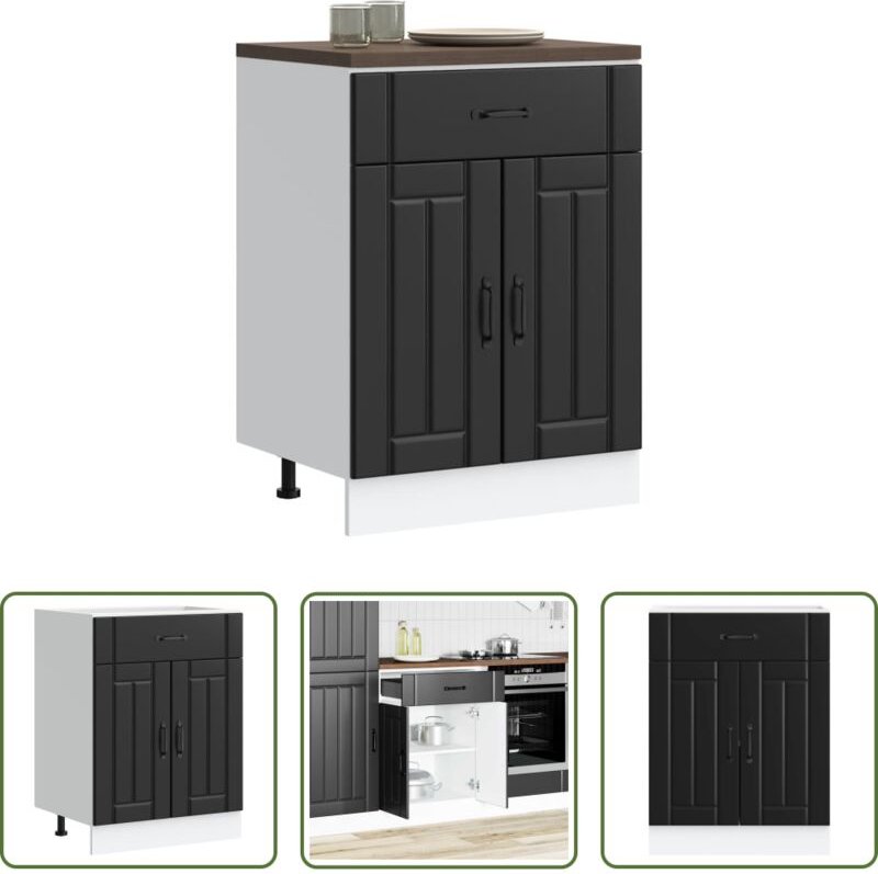 vidaXL Holzwerkstoff - Küchen-Unterschrank Lucca Schwarz Holzwerkstoff