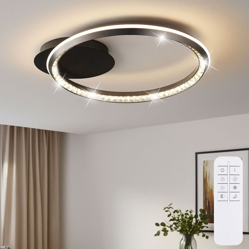 Deckenleuchte Wohnzimmerlampe led K9-Kristalle Dimmbar Fernbedienung l 53 cm
