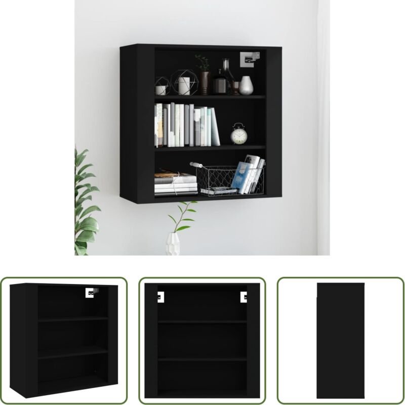 Wandregal - Wandschrank Schwarz 80x33x80 cm Holzwerkstoff