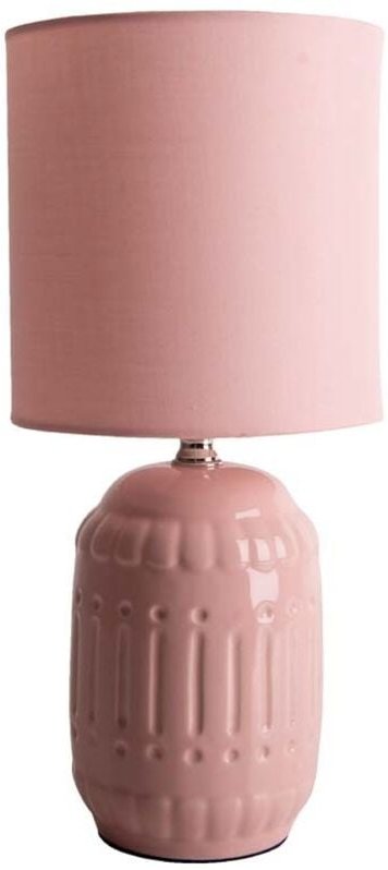 Tischlampe Tischleuchte Leselampe Keramik Nachttischlampe Textil lachs H 30 cm